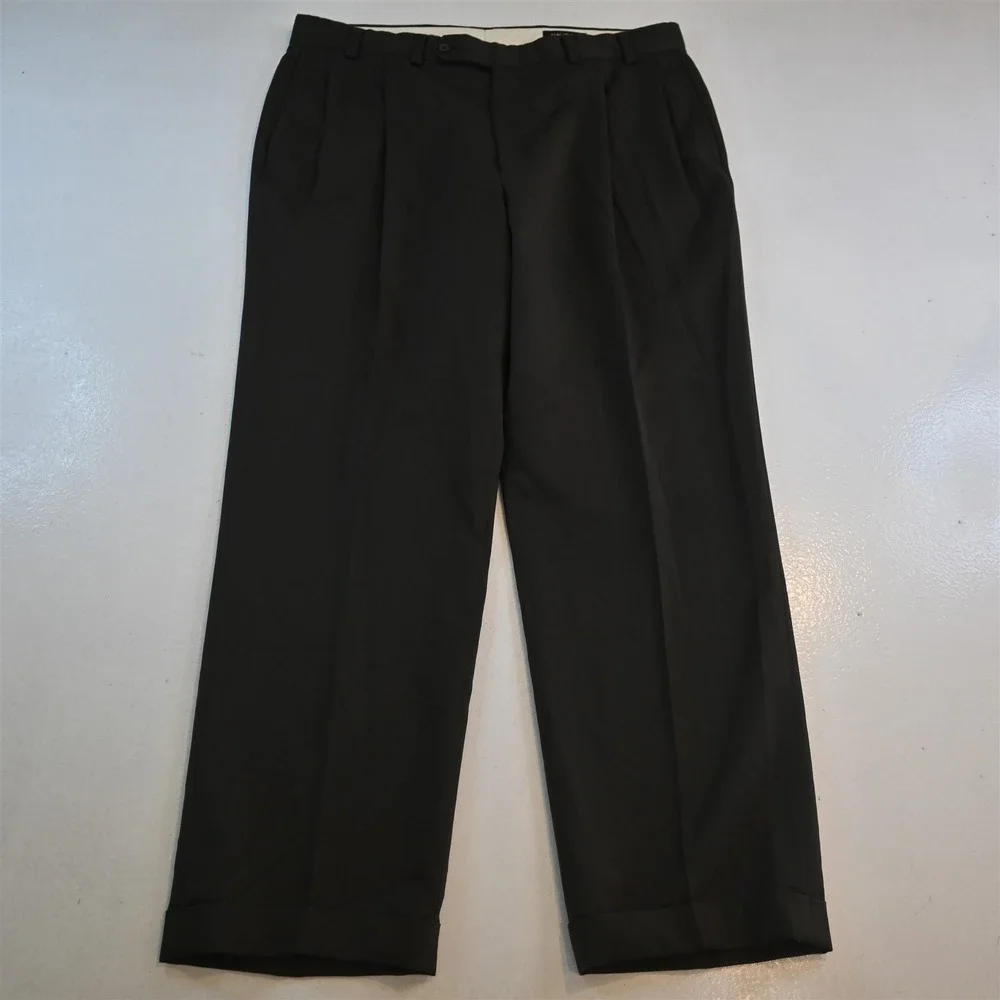 Vtg Y2K Boxy 2000s 44R 36x30 Dark Green‎ 100% Wool Mens Jacket Pants Suit